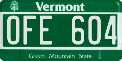 VT license plate OFE604