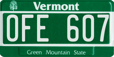 VT license plate OFE607