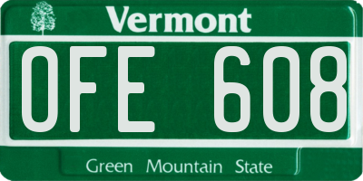VT license plate OFE608