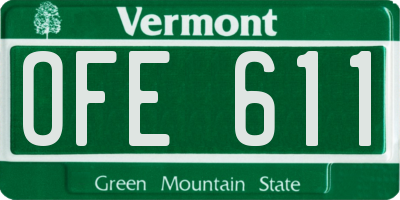 VT license plate OFE611