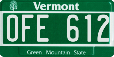 VT license plate OFE612
