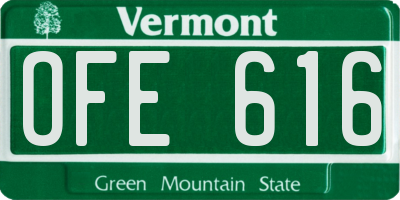 VT license plate OFE616