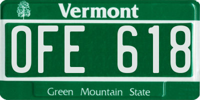 VT license plate OFE618