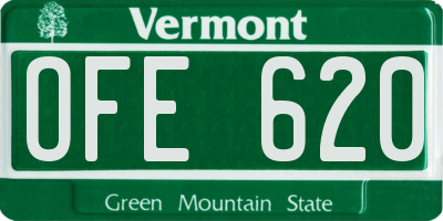 VT license plate OFE620
