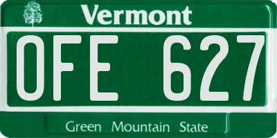 VT license plate OFE627
