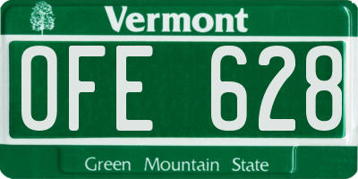 VT license plate OFE628
