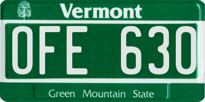 VT license plate OFE630