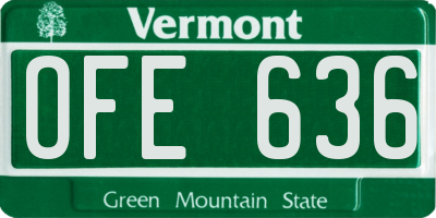 VT license plate OFE636