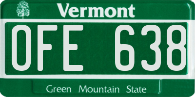 VT license plate OFE638