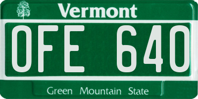VT license plate OFE640