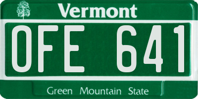 VT license plate OFE641