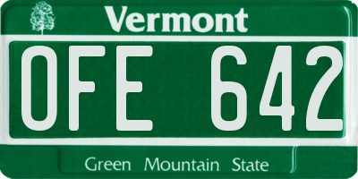 VT license plate OFE642