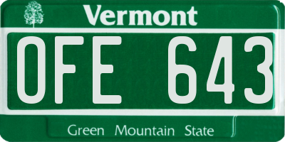 VT license plate OFE643