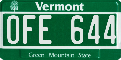 VT license plate OFE644