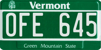 VT license plate OFE645