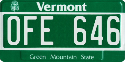 VT license plate OFE646