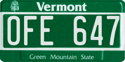 VT license plate OFE647