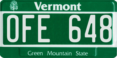 VT license plate OFE648