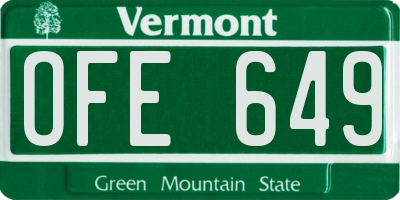VT license plate OFE649