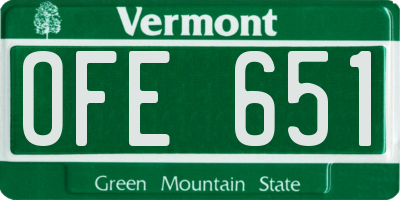 VT license plate OFE651