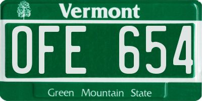 VT license plate OFE654