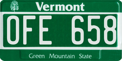 VT license plate OFE658