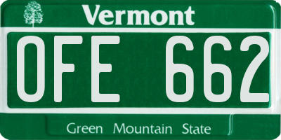 VT license plate OFE662