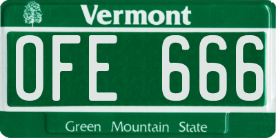 VT license plate OFE666