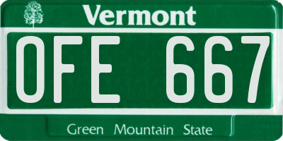 VT license plate OFE667