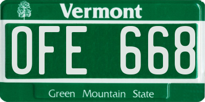 VT license plate OFE668