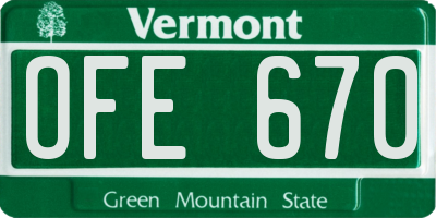 VT license plate OFE670