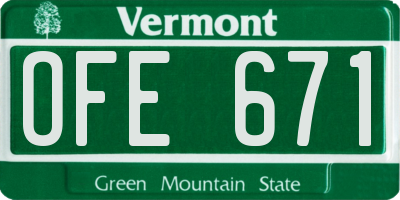VT license plate OFE671