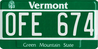 VT license plate OFE674