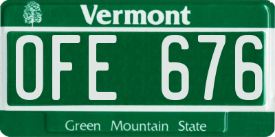 VT license plate OFE676