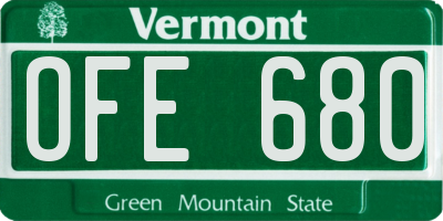 VT license plate OFE680