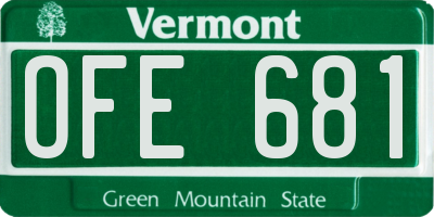 VT license plate OFE681