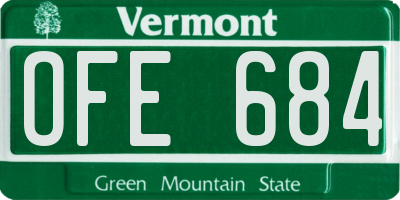 VT license plate OFE684