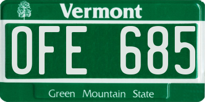 VT license plate OFE685