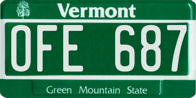 VT license plate OFE687