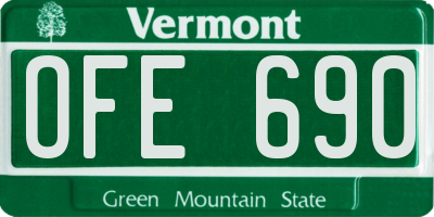VT license plate OFE690