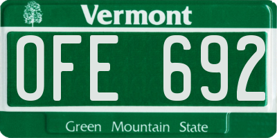 VT license plate OFE692