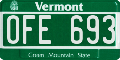 VT license plate OFE693