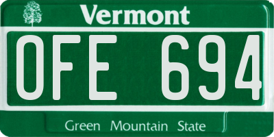 VT license plate OFE694