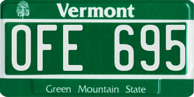 VT license plate OFE695
