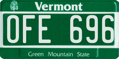 VT license plate OFE696