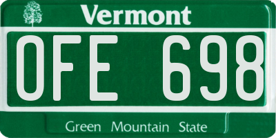 VT license plate OFE698
