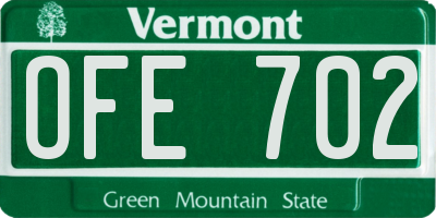VT license plate OFE702
