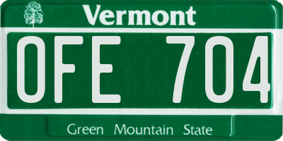 VT license plate OFE704