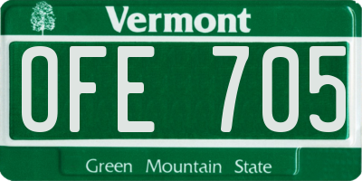 VT license plate OFE705