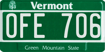 VT license plate OFE706